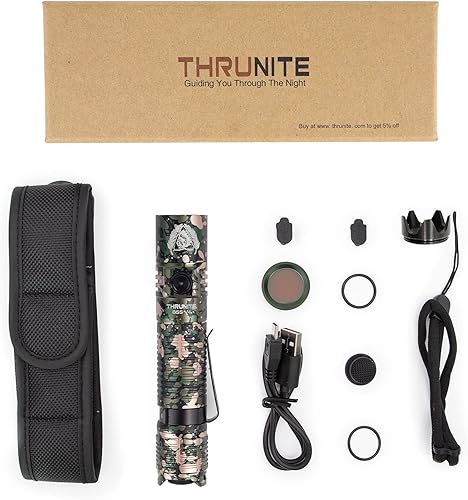 Miniatura 7 de ThruNite BSS V4 Linterna personalizada Black Scout Survival Edition 2523 lúmenes USB recargables EDC linternas, camuflaje blanco frío
