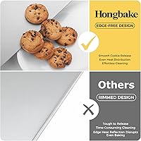 Vista 3 de HONGBAKE 2 piezas de bandeja plana grande para galletas sin bordes, bandeja para hornear aislada antiadherente, bandejas de horno comercial