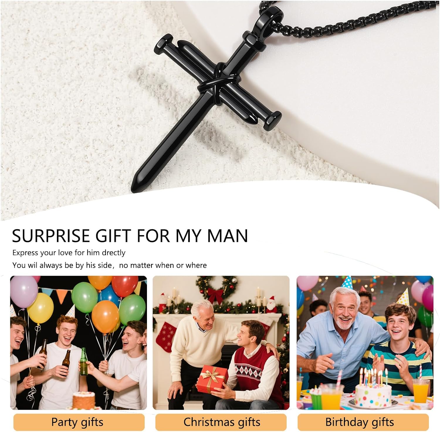 Cross Necklace for Men Boys Birthday Valentine's Day Christmas Christian Baptism Gifts - Image 6