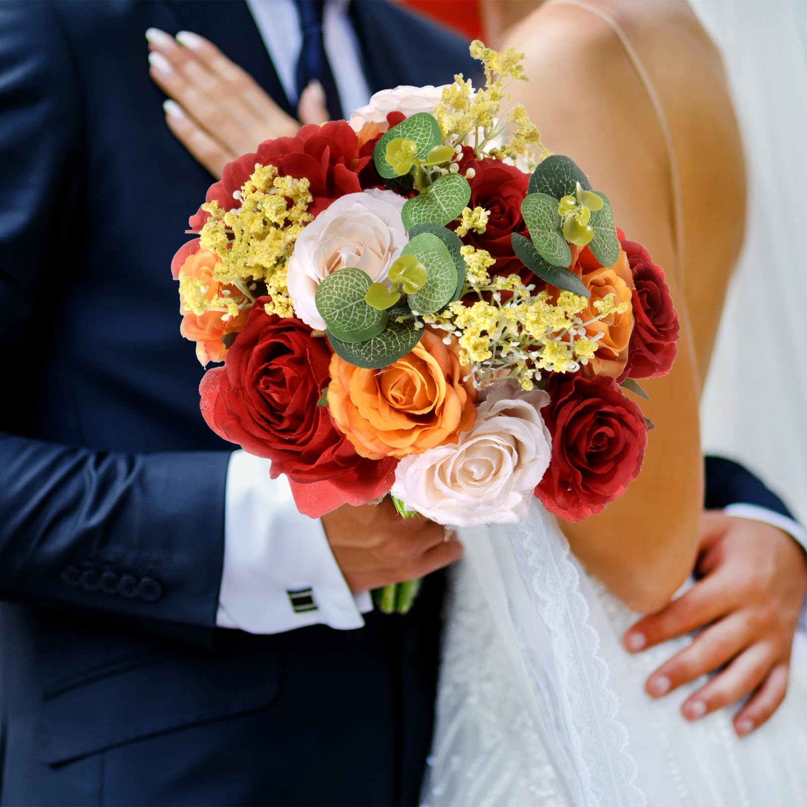 M METERXITY Wedding Bouquets for Bride Artificial Flower Bouquet for Wedding Bridal Bouquets for Bride/Bridesmaid
