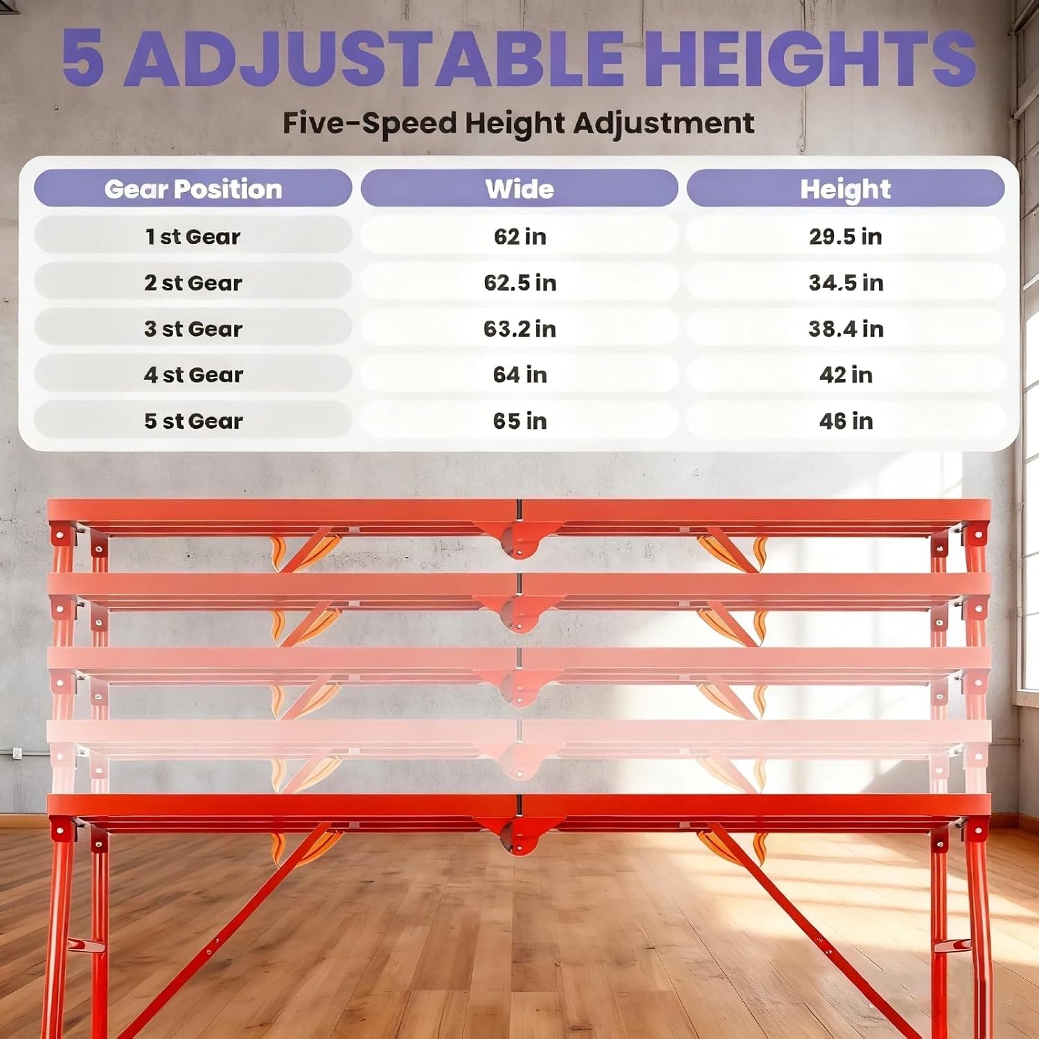 30/35/38/42/46" Height Scaffolding Platform, 800LBS Folding Scaffolding, Portable Heavy Work Platform with Anti-Slip Surface for Outdoor Word, Handyman, Painting