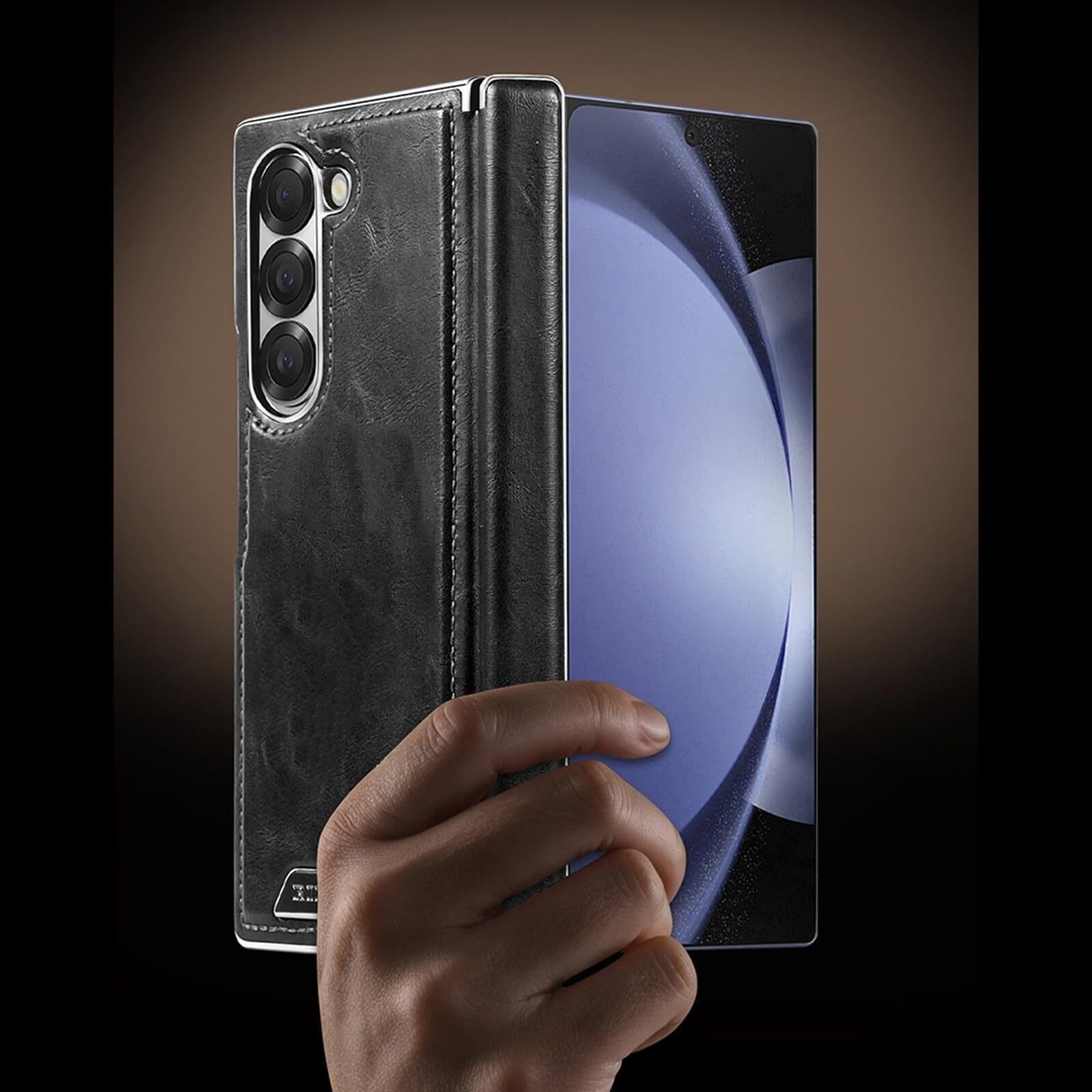 Etui do Samsung Galaxy Z Fold 7, skórzane etui do ładowania bezprzewodowego