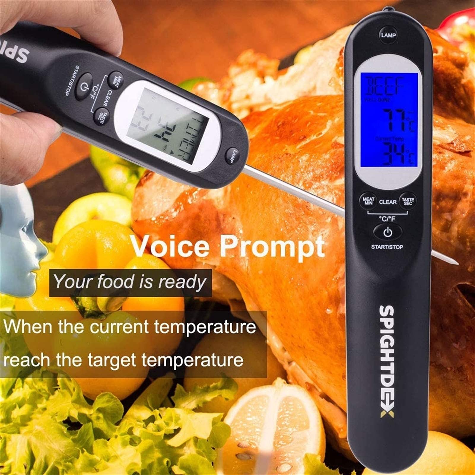 MDybf Termometro Digitale a Base di Carne istantanea SPIGHIGHTDEX. Cucina Cucina Cucina termometro Caramelle con USB Ricaricabile for Olio d'Acqua BBQ. Griglia