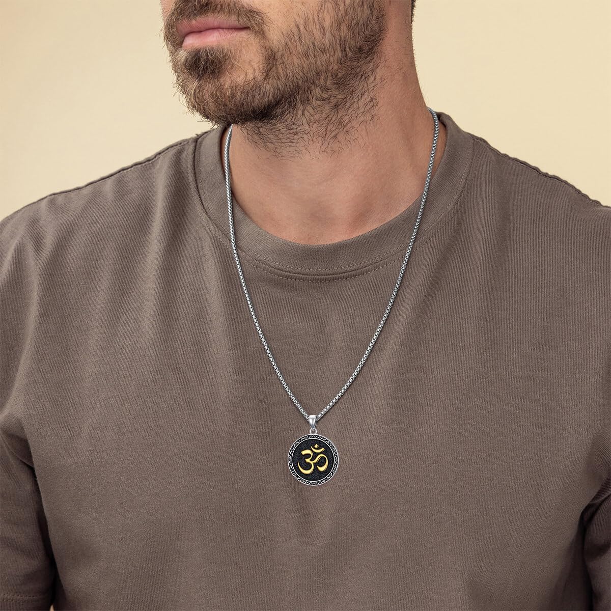Om Necklace 925 Sterling Silver Om Pendant Ohm Sanskrit Symbol Jewelry Gifts for Men Women, w/Stainless Steel Chain 22”+2” - Image 3