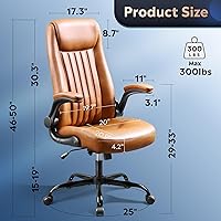 Vista 3 de DEVAISE Silla ejecutiva de oficina para computadora, silla de escritorio ergonómica de respaldo alto con reposabrazos abatibles ajustables, soporte