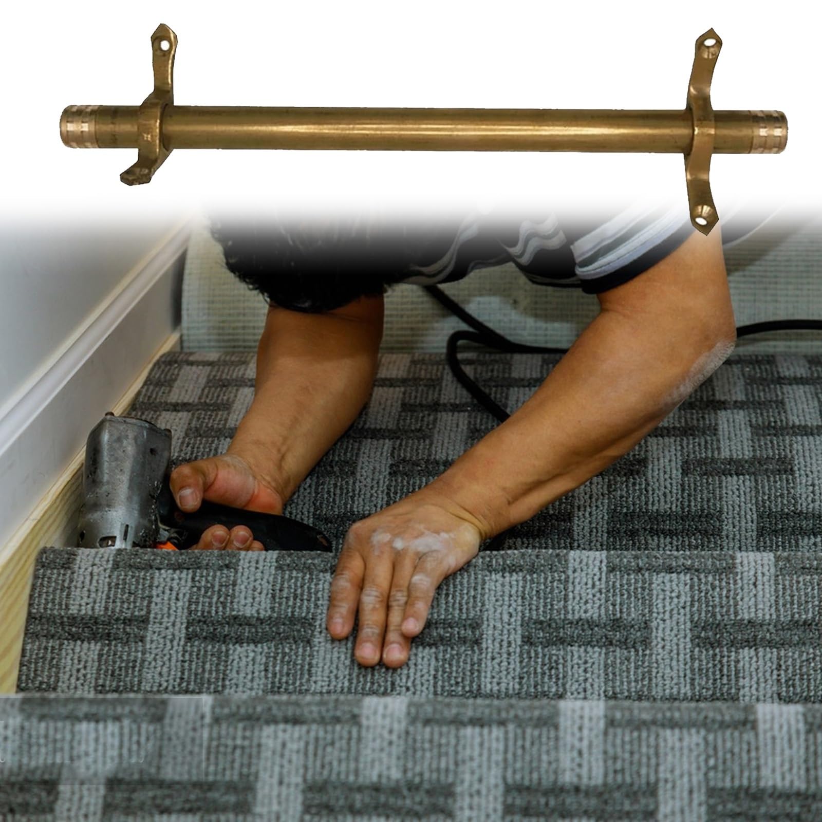 Tringles à Moquette D'escalier Tiges D'escalier en Laiton Faciles À Installer, Tige Tubulaire De 16mm pour Tapis De Sol, Poteau D'escalier Commercial pour Bureaux/Hôtels(5 pcs,86cm(34inch))