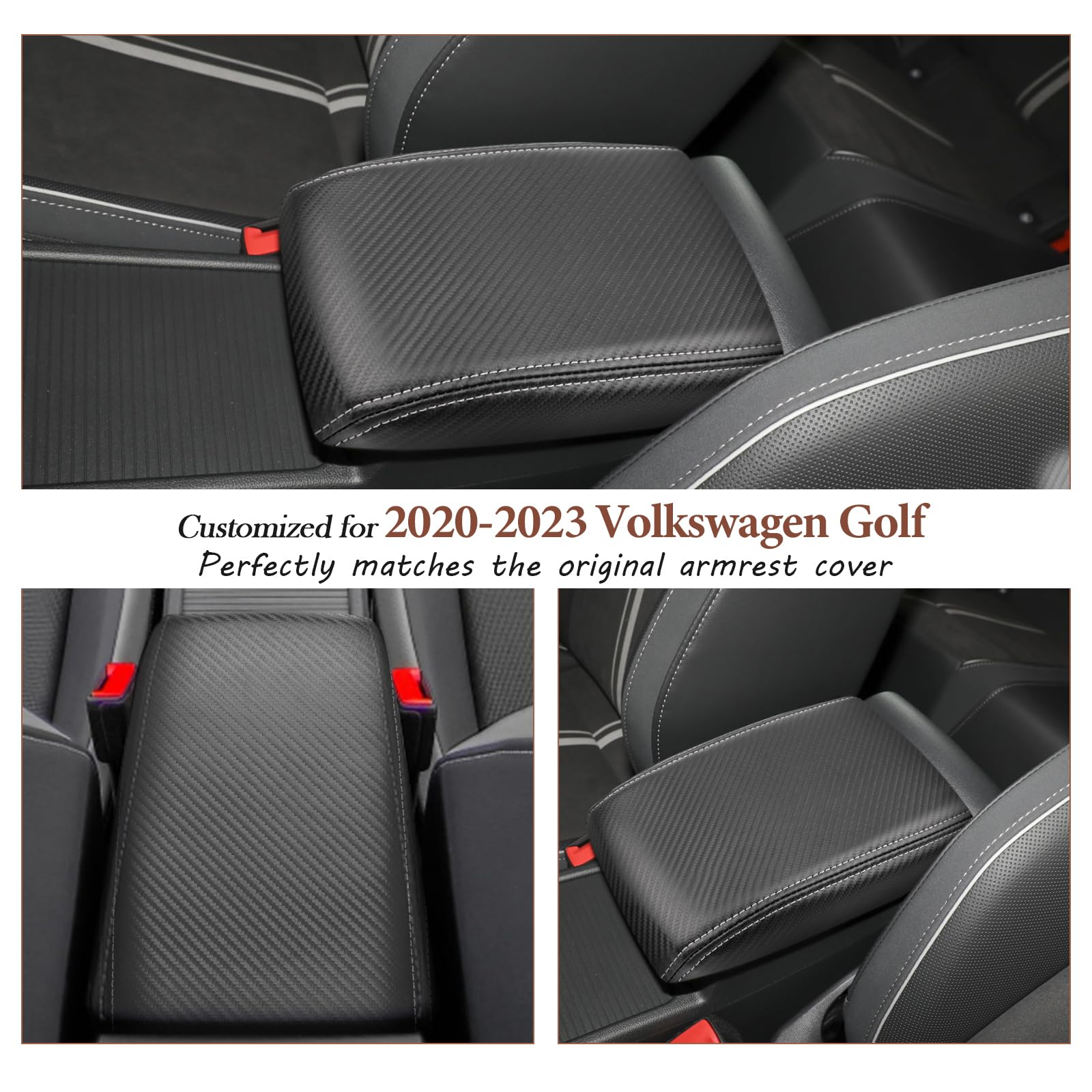 SKTU Pokrowiec na podłokietnik kompatybilny z VW Golf 8 MK8 2020-2023 2024 Pokrywa podłokietnika środkowego Pokrywa podłokietnika Pokrywa podłokietnika