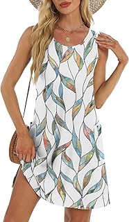 Coverup Summer Dresses for Women 2025 Eyelet Casual Loose Sleeveless Sundresses Tank Dresses with Pockets - Buy now