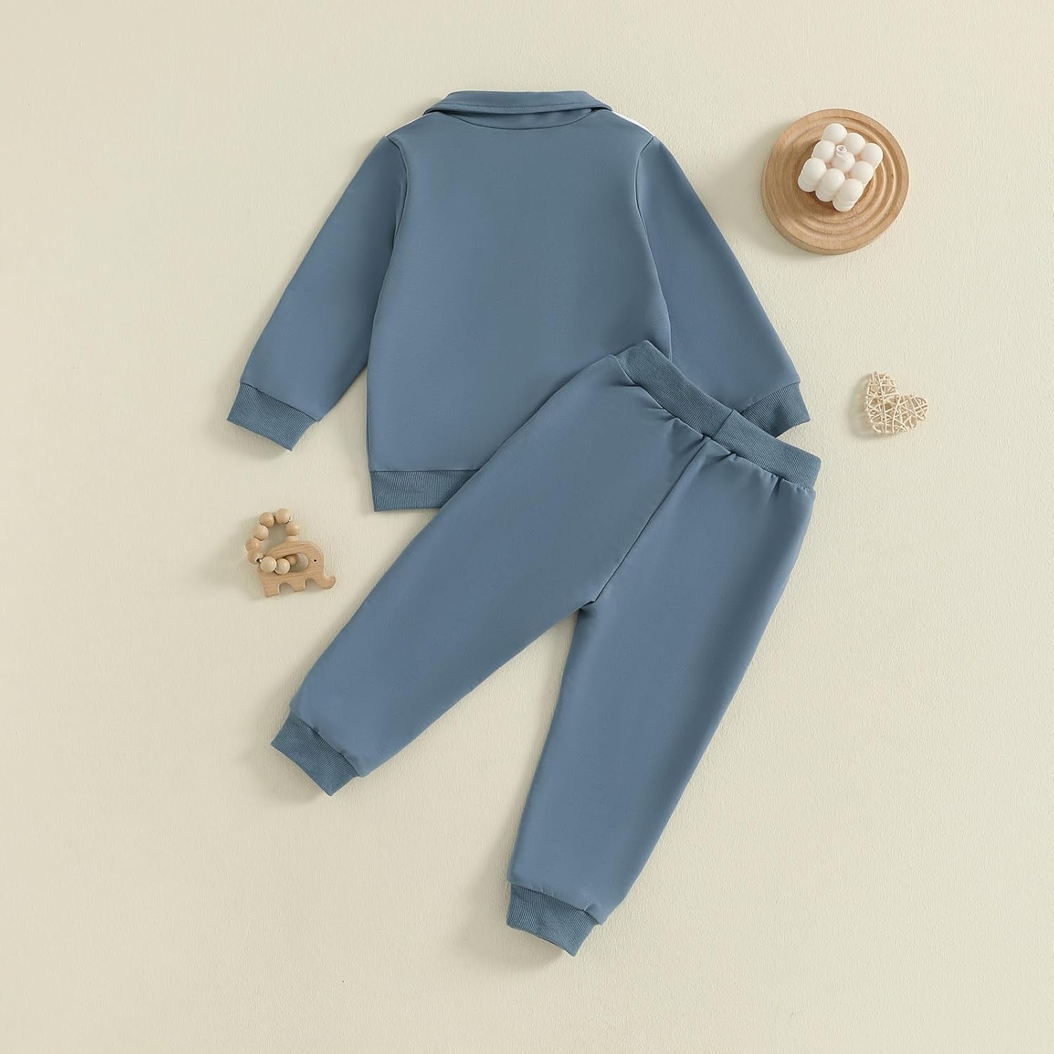fhutpw Baby Toddler Boy Fall Winter Outfits Long Sleeve Zip Up Sweatshirt Jacket & Elastic Waistband Sweatpants Clothes Set - Image 4
