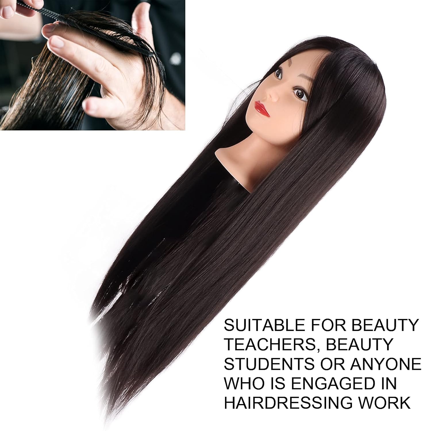 Long Hair Mannequin Head Professional Hairdresser Hair Practice Styling Training Dolls Head for Salon