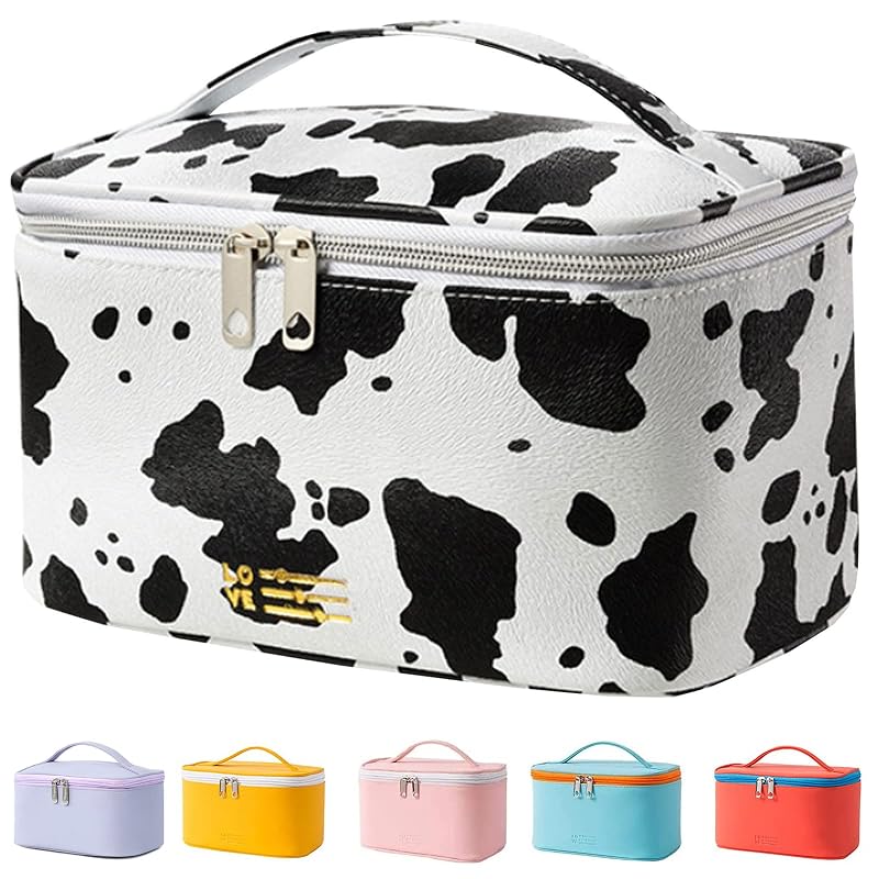Necessaire de maquiagem KITENROM KR-A com estampa de vaca, tamanho médio