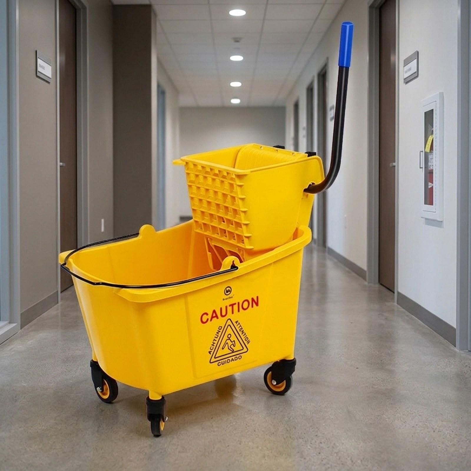 Baoblaze Seau à Franges Robuste sur roulettes avec Poignée de Transport, Idéal pour Les écoles, Les Hôtels et La Maison (), 32 L