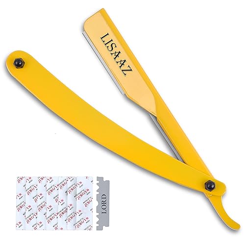 Lisaaz Maquinillas de afeitar rectas para hombres, 10 cuchillas negras de borde recto, maquinillas de afeitar clásicas para hombres, cuchillas de