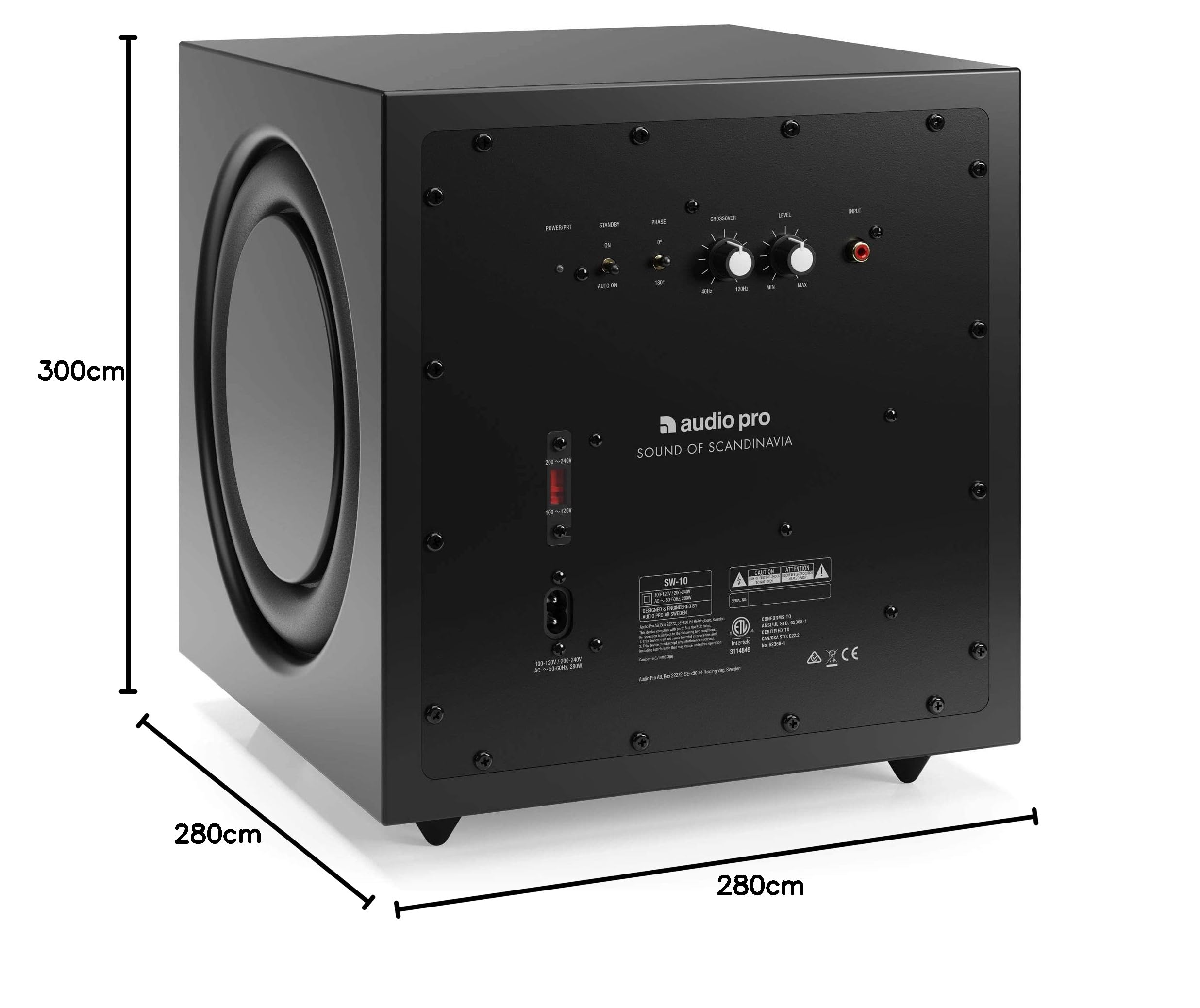 Audio Pro Subwoofer Bass Reflex Con Cavo - Immergiti nei Suoni più Profondi dei tuoi Film e Canzoni Preferite - Streaming Audio, TV - Wi-Fi - Amplificatore Digitale Classe D - 200W SW-10 - Nero