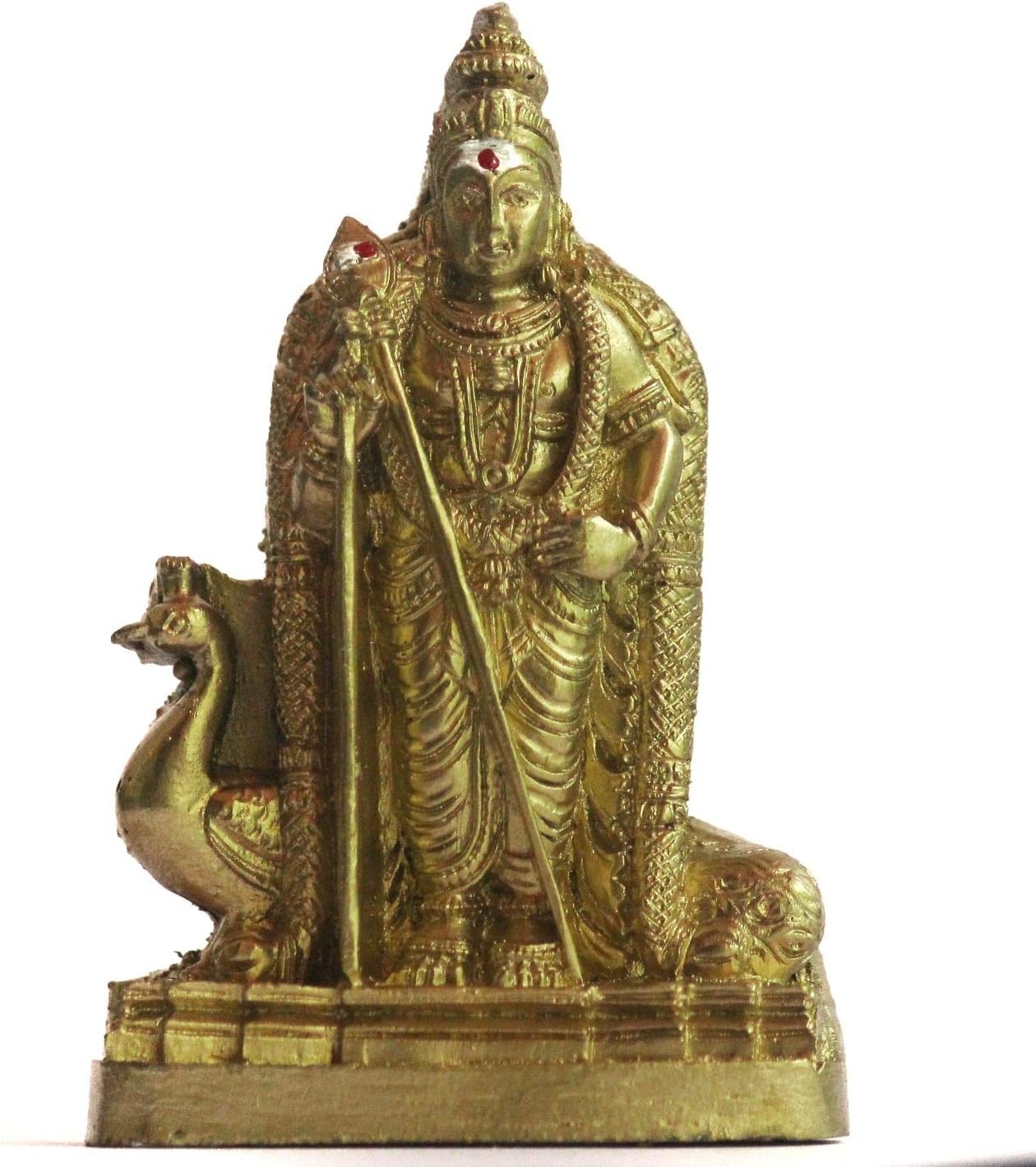 Brahma Crafts Idol of Lord Kumaraswamy/Murugan Karthikeya Subrahmanya Swamy in polymarble - 9.5 cm Height(Golden Color)
