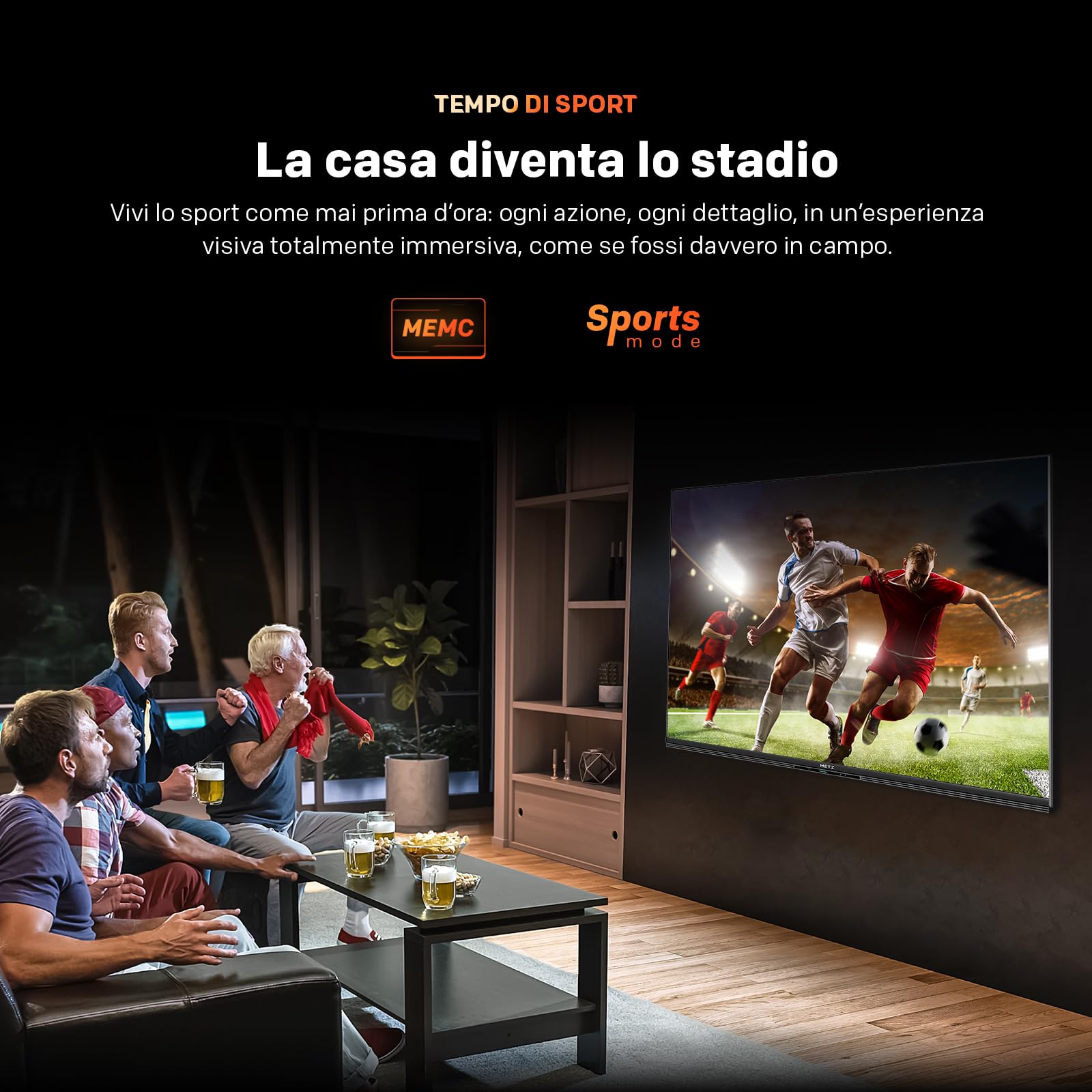 Metz TV QD-MiniLED 55 Pollici Smart TV MNE8000Z, 144hz, MEMC, Dolby Vision Atmos, HDR10, Freesync, VRR, ALLM, Googlecast,Tuner DVB-T/T2/C/S/S2/Analogico