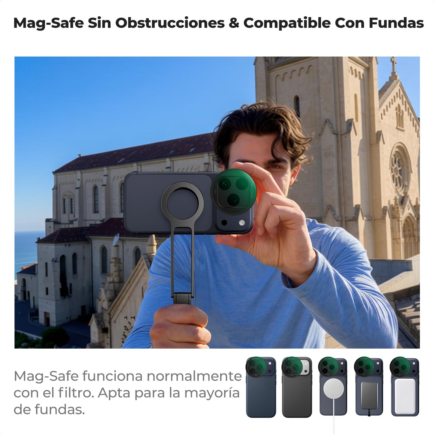 K&F CONCEPT FA301 Snap-On Filtro CPL para iPhone 17 Pro Max/17 Pro, Ultraligero 9,5g Filtro Polarizante CPL con Snap-on Deco Montaje, Vidrio AGC con Recubrimiento de 28 Capas Antirreflejo, Negro