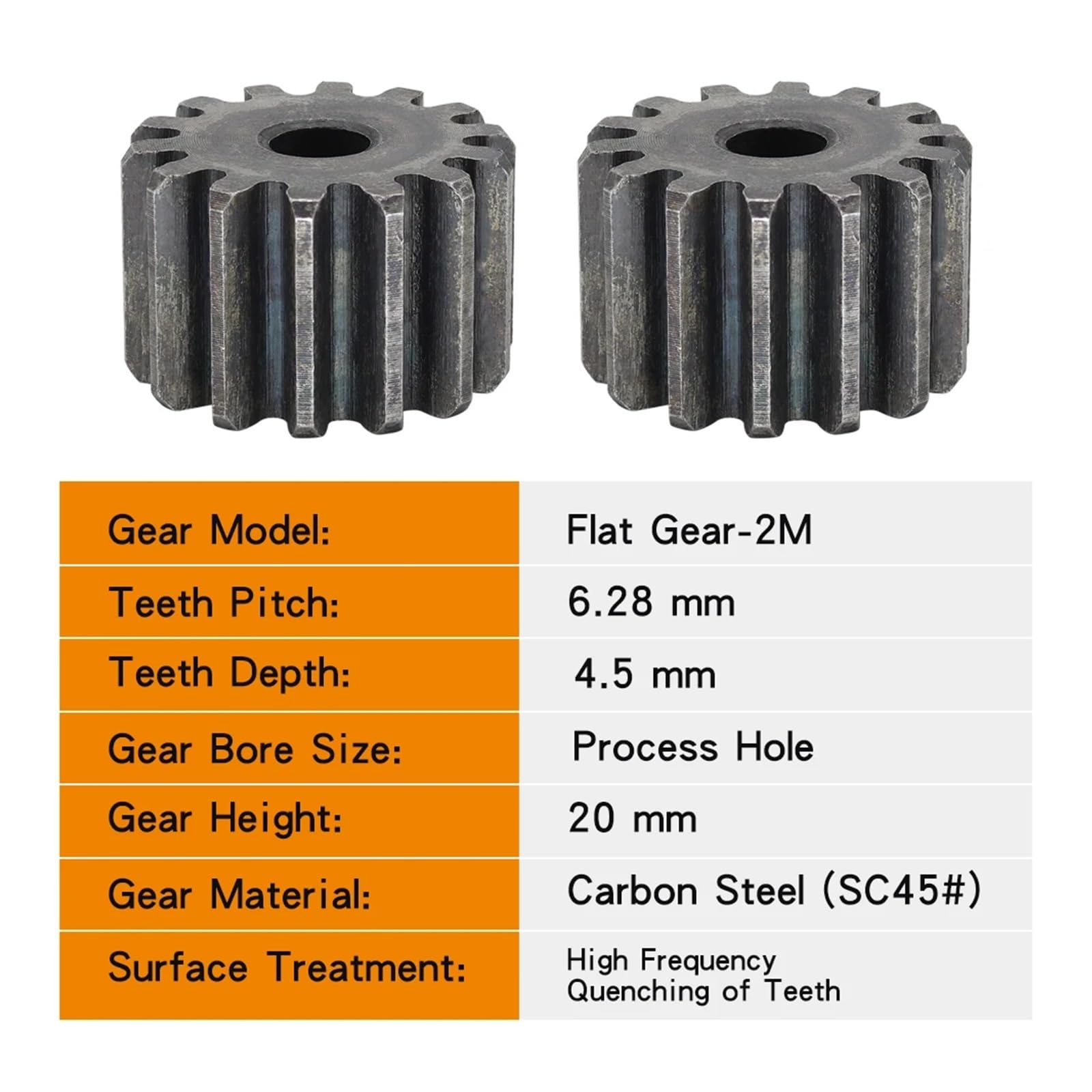 Bevel Gear Pinion Hardware Mechanical Flat Gear 2M-10/11/12/13/14/15/16/17/18/19/20T Carbon Steel Cylindrical Gear Height 20mm High Frequency Quenching Teeth(2M10T - Bore 8 mm)