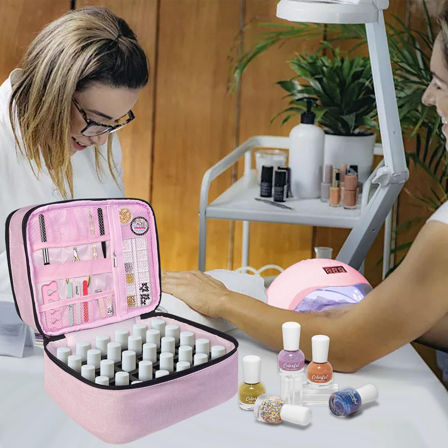 Boczif 2-Layer Nail Polish Organizer Case for Manicure Supplies