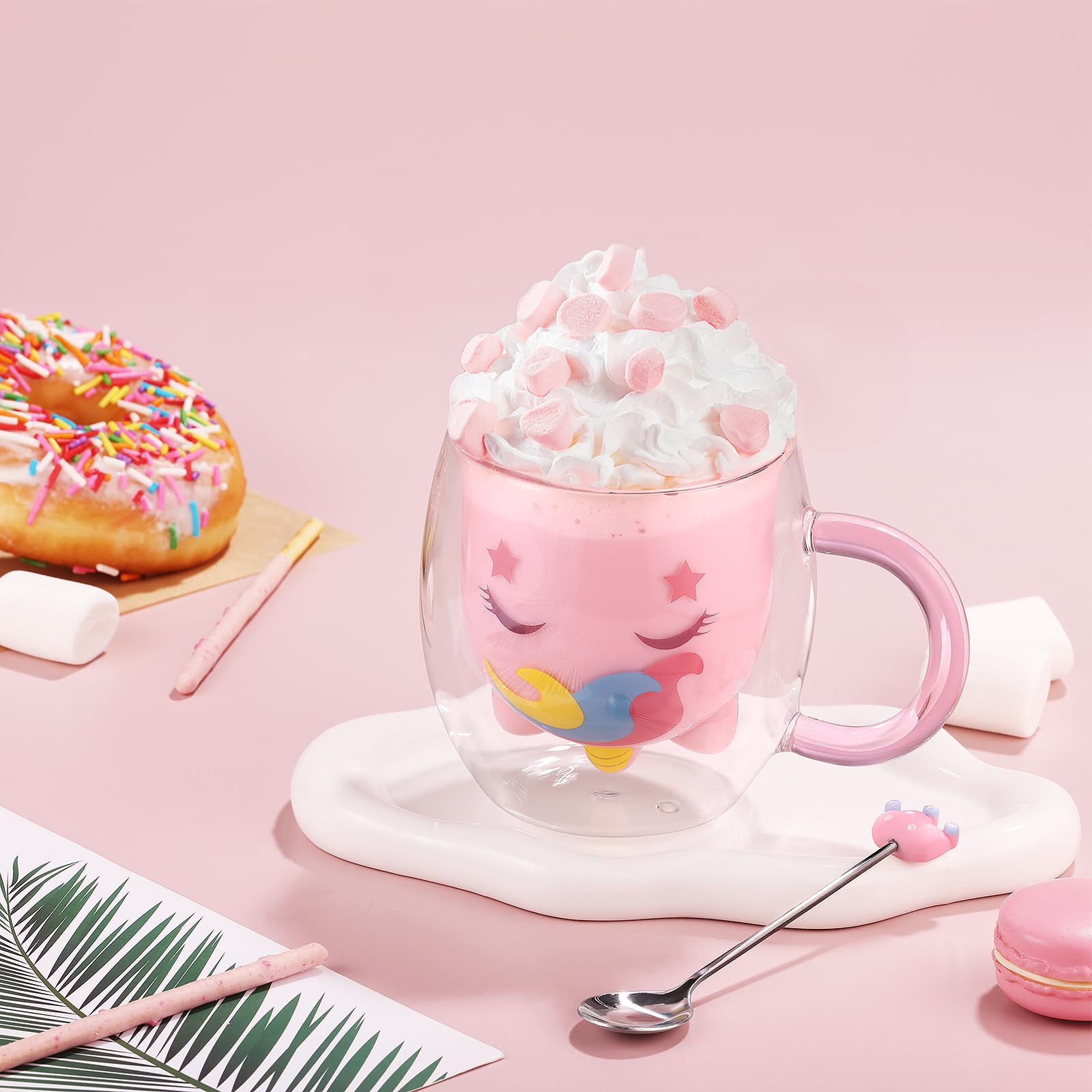 Tasse Chat Ecooe 290 Ml En Verre Borosilicate - Double Paroi Avec Cuillère, Cadeau Mignon