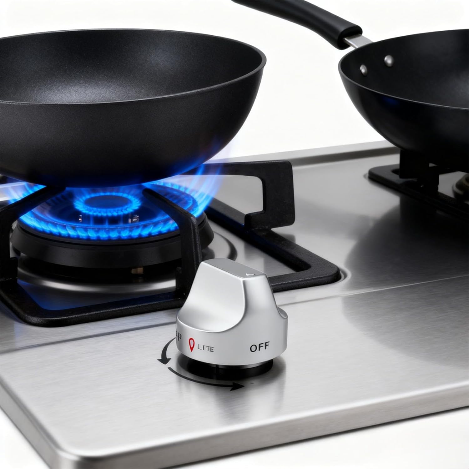 Set of 2 Metal Stove Control Handle Replacement Part Easy Installtion Repairing Knob Suitable for Various Models Ergonomic Knob