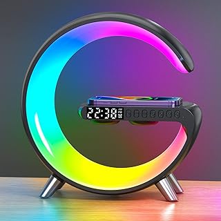 Smart LED Table Lamp,4 in 1 Night Light,Wireless Charger,Alarm Clock and...
