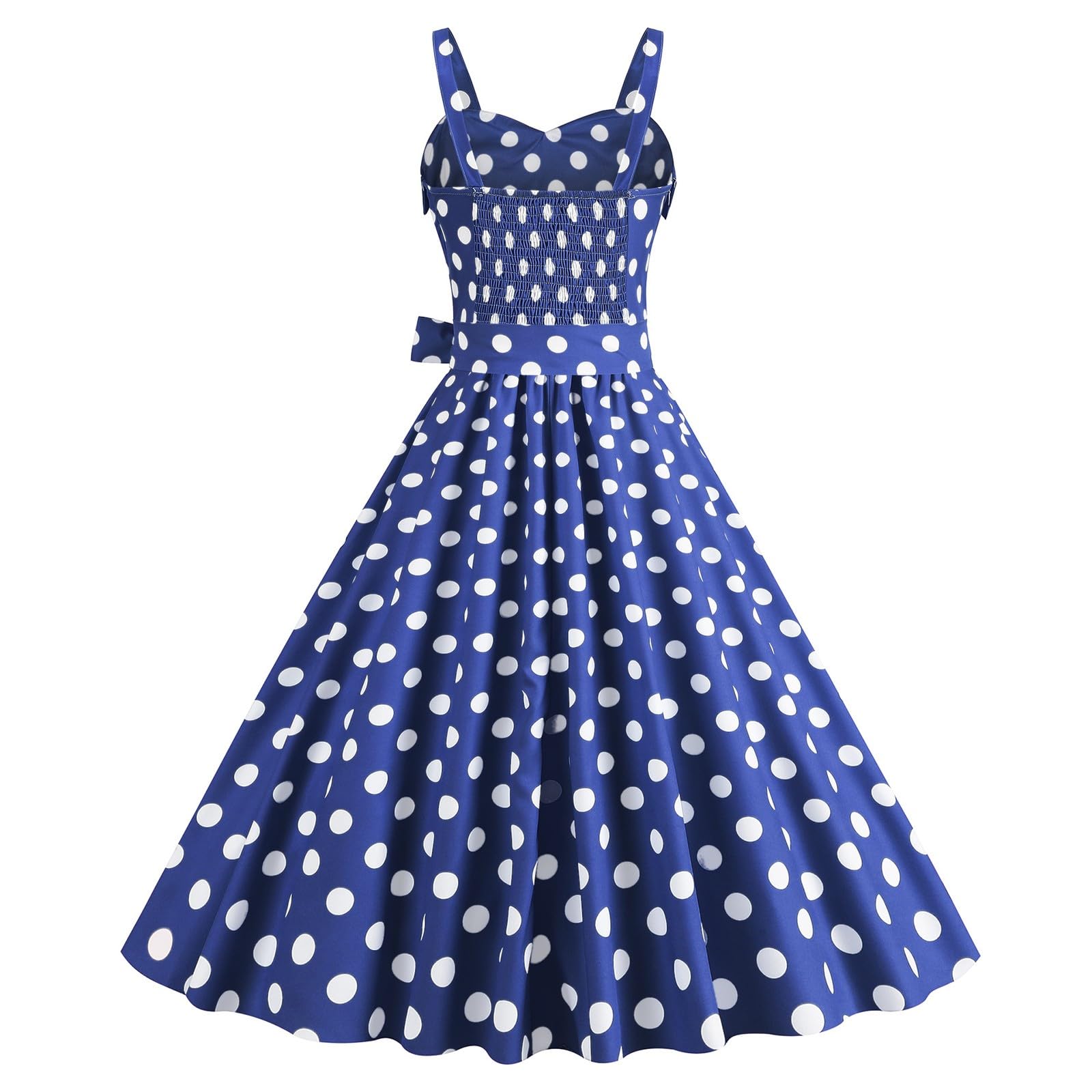 Robe Vintage Années 50 Femme Retro Rockabilly Pin Up Élégante Robes sans Manche Dos Nu Décolleté en Cœur Polka Dot Trapèze Mariage Cocktail Soirée Fête Cérémonie Décontractée au Genou Midi