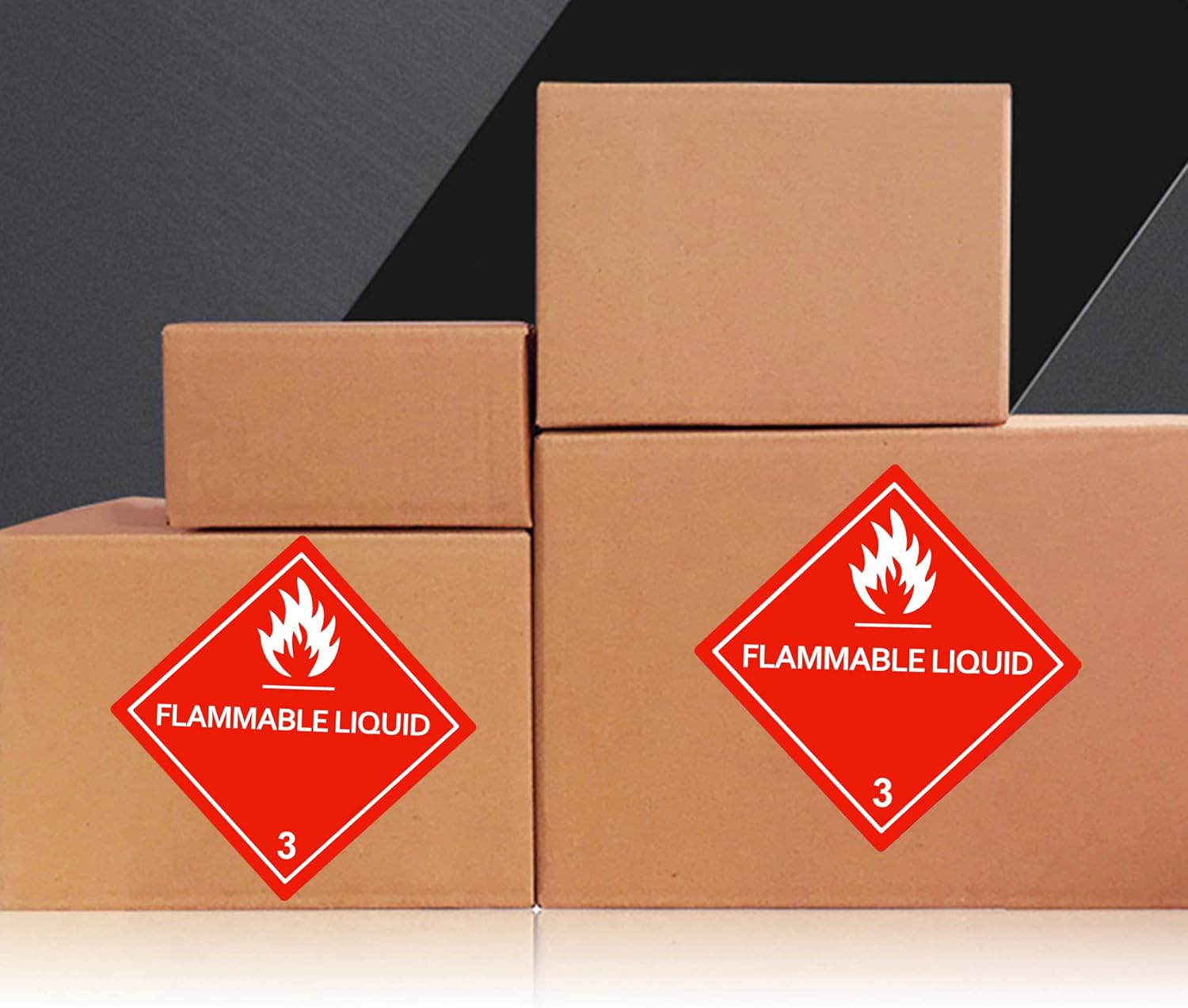 Hybsk 100pcs Flammable Liquid Warning Labels Class 3 Hazard Self Adhesive Stickers 4 x 4 Inch Warning Glossy Paper Labels (Class 3) - Image 5