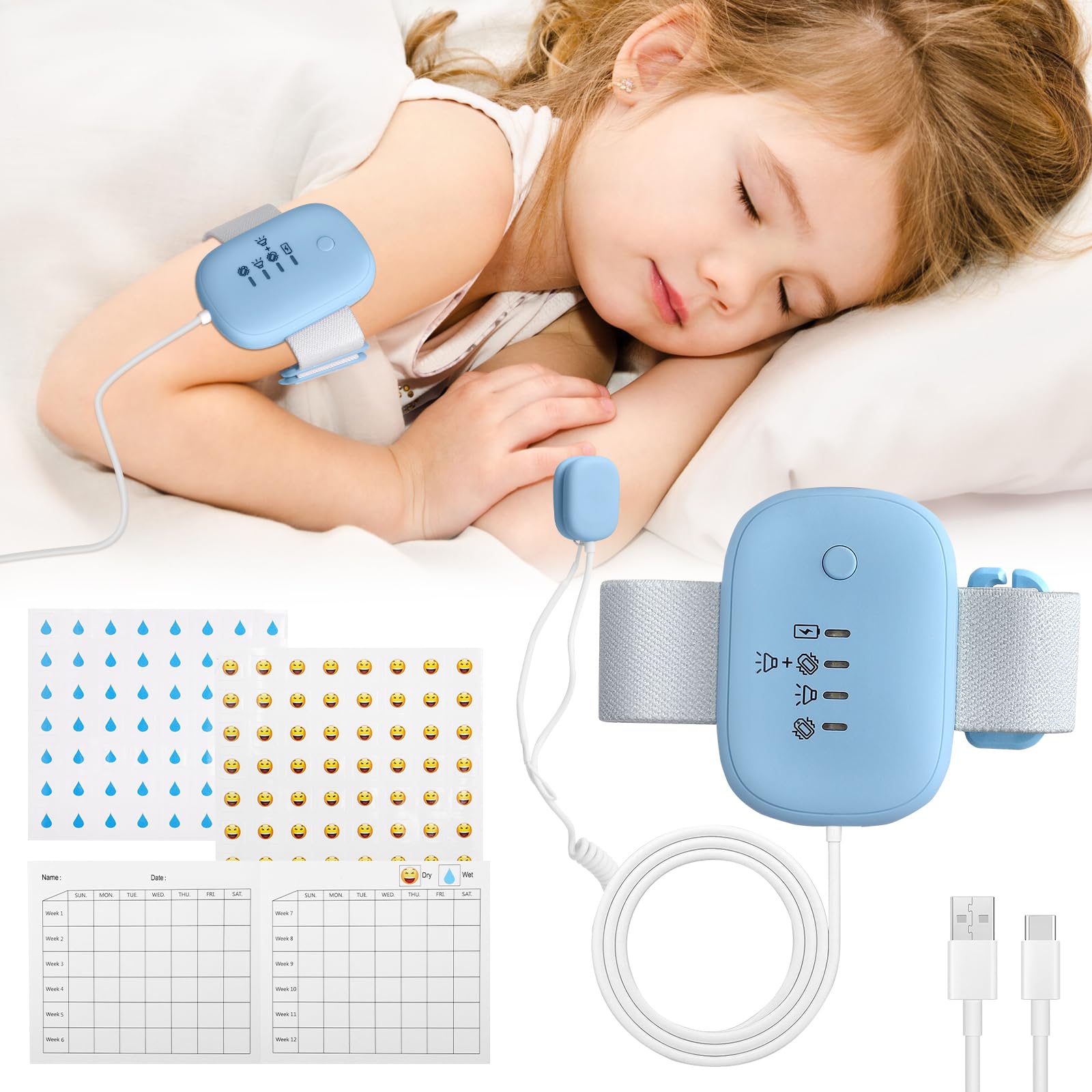 Bettnässer Alarm für Kinder und Erwachsener,klingelhose Kinder mit 3  Arbeitsmodi, USB Wiederaufladbar Töpfchenalarm kabelloser Urinalarm Pee und  Vibration : Amazon.de: Baby