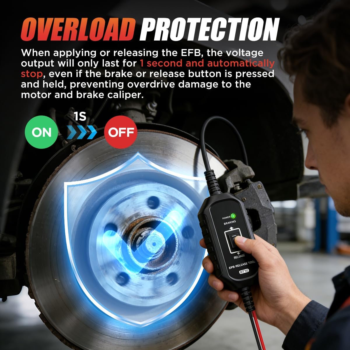 EPB Brake Release & Reset Tool 10V~14V DC Electronic Parking Brake Tools Emergency EPB Service Tool Overcurrent Protection Brake Caliper Tool with 2 Connect Ways&3 Fuse for Auto Repair,Car Road Rescue