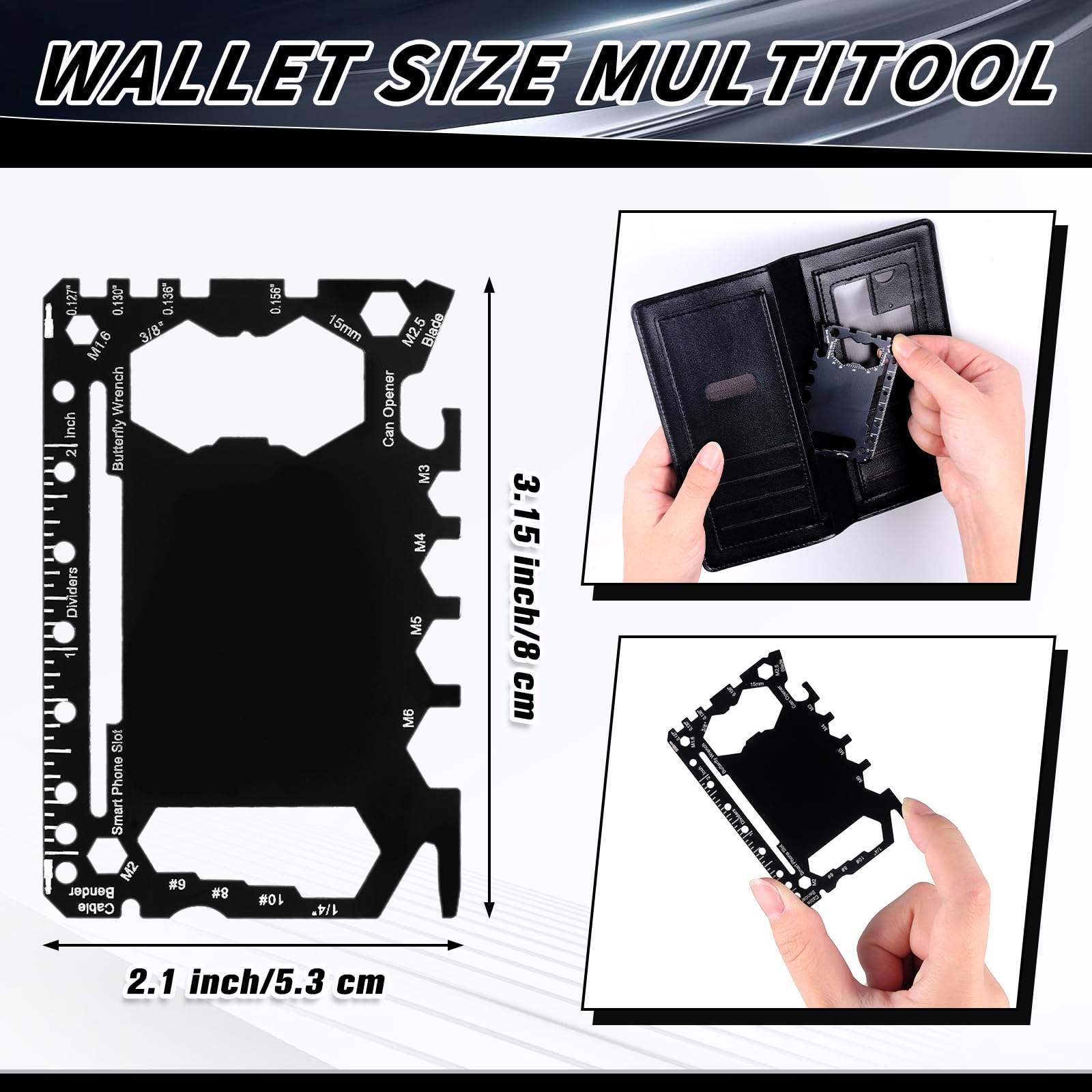 Cholemy 24 Pcs Credit Card Wallet Multitool 46 in 1 Metal