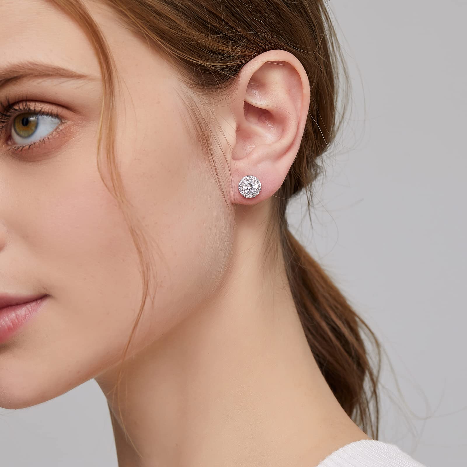jiamiaoi Orecchini a Perno Donna Argento 925, Placcato in Platino Bianco con Brillante Zircone, Ipoallergenici per Pelli Sensibili