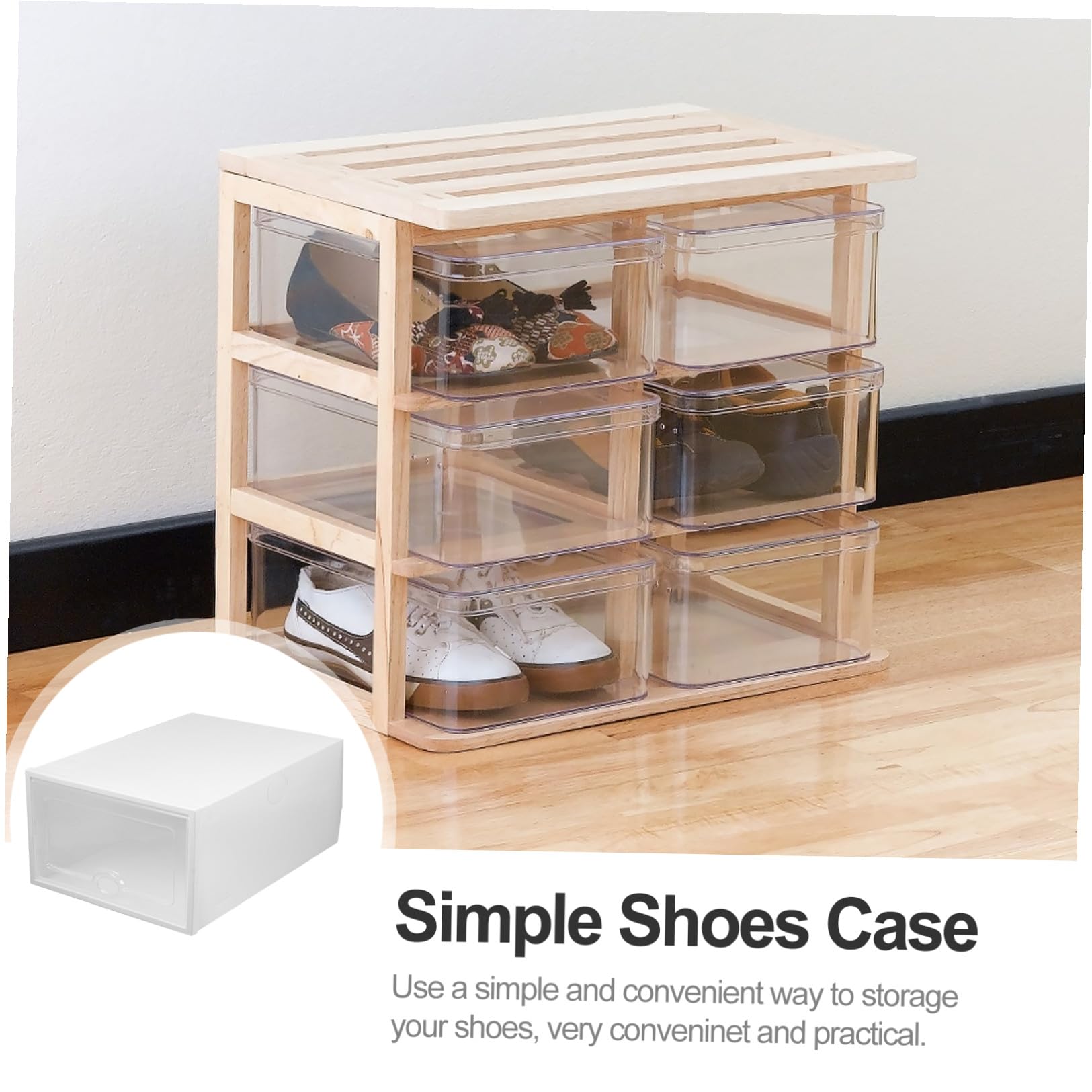 Boîtes de Rangement pour Chaussures en Plastique Transparent 6 Pcs Couvercle Tiroir Pratique, Design Simple et Dimensions 33x23x14cm pour Organisation Maison