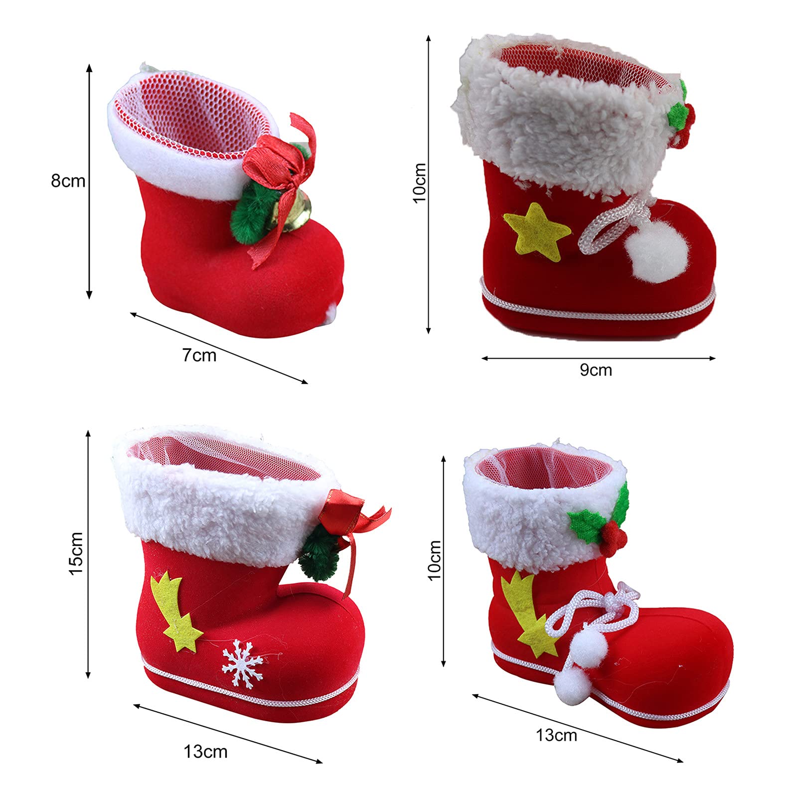 Lot De 6 Bottes De Noël En Plastique - Poches à Bonbons, Décorations Sapin, Maison (tailles S Et M) - 12