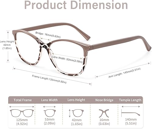 Vista 11 de Madison Avenue Square Vintage TR90 Blue Light Blocking Reading Glasses for Women, Anti Eyestrain/Glare Computer Readers