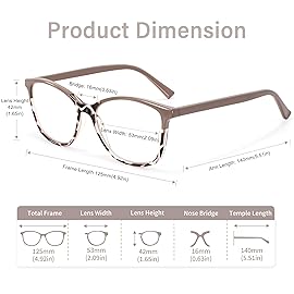 Madison Avenue Square Vintage TR90 Blue Light Blocking Reading Glasses for Women with Case, Anti Glare/Eyestrain Computer Readers Brown Demi +1.5