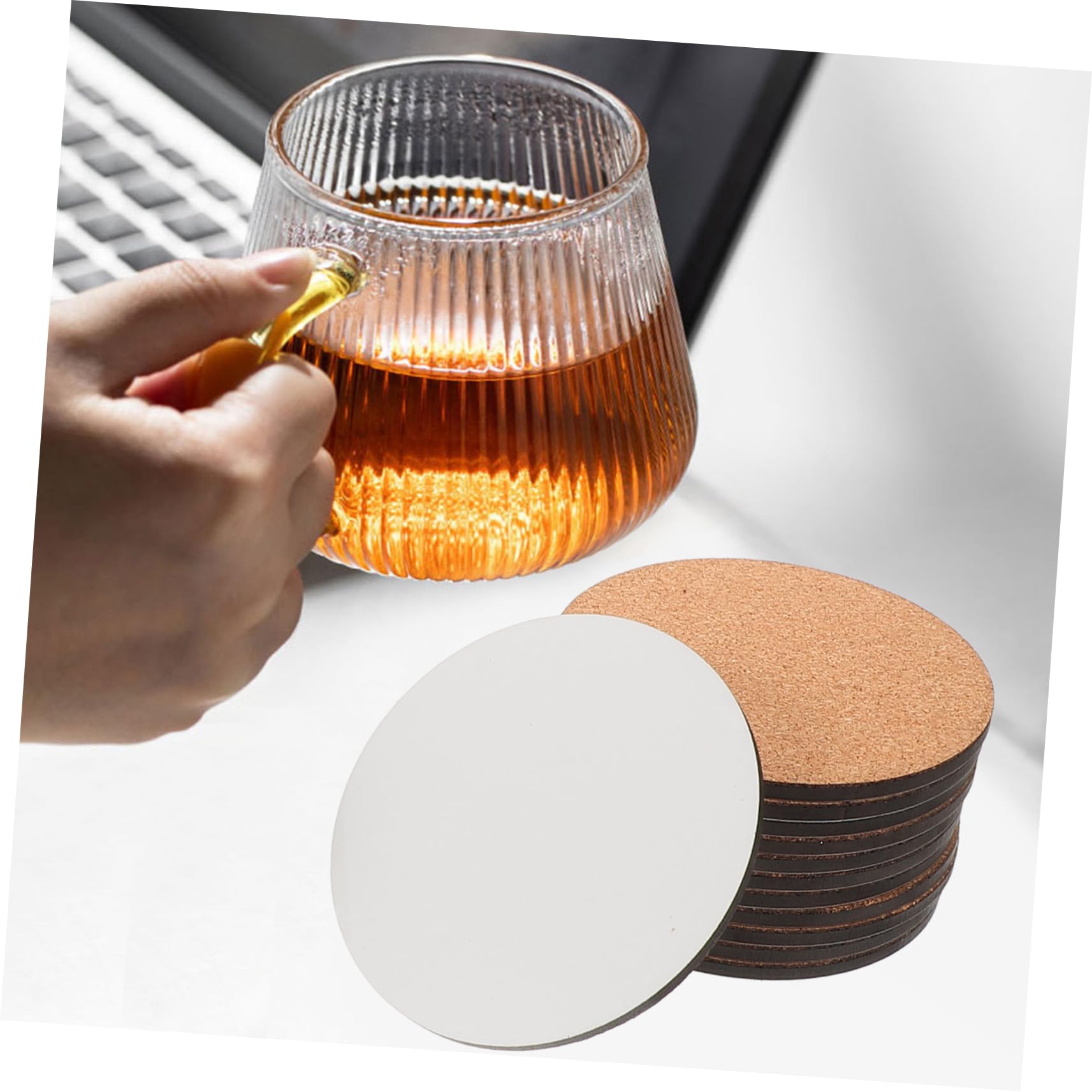 Ciieeo 24piezas Posavasos De Corcho para Sublimación Unidades Protección para Superficies para Manualidades y Decoración