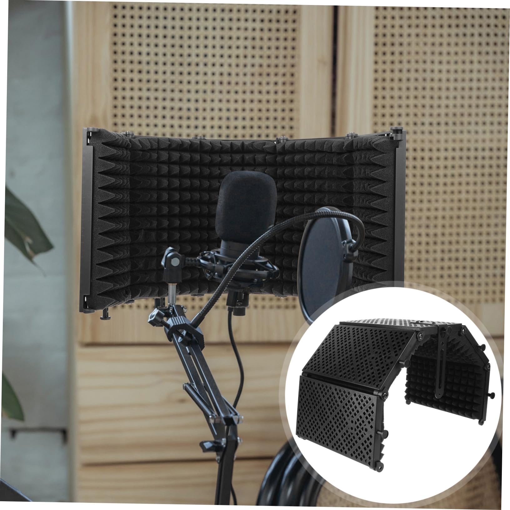 Fünf Tür Schalldichte Mikrofon Abdeckung Aus Langlebigem Material Faltbar Mit Verstellbarem Winkel Kompakt Und Tragbar Für Studio Und Tischmikrofone