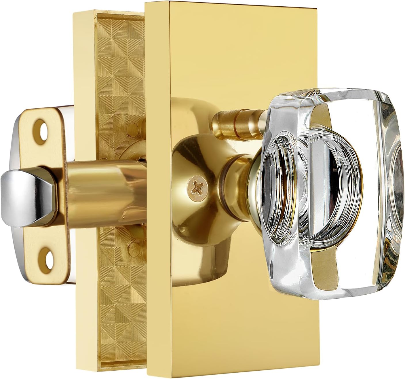 CLCTK Privacy Crystal Glass Door Knobs Interior with Lock, Modern ...