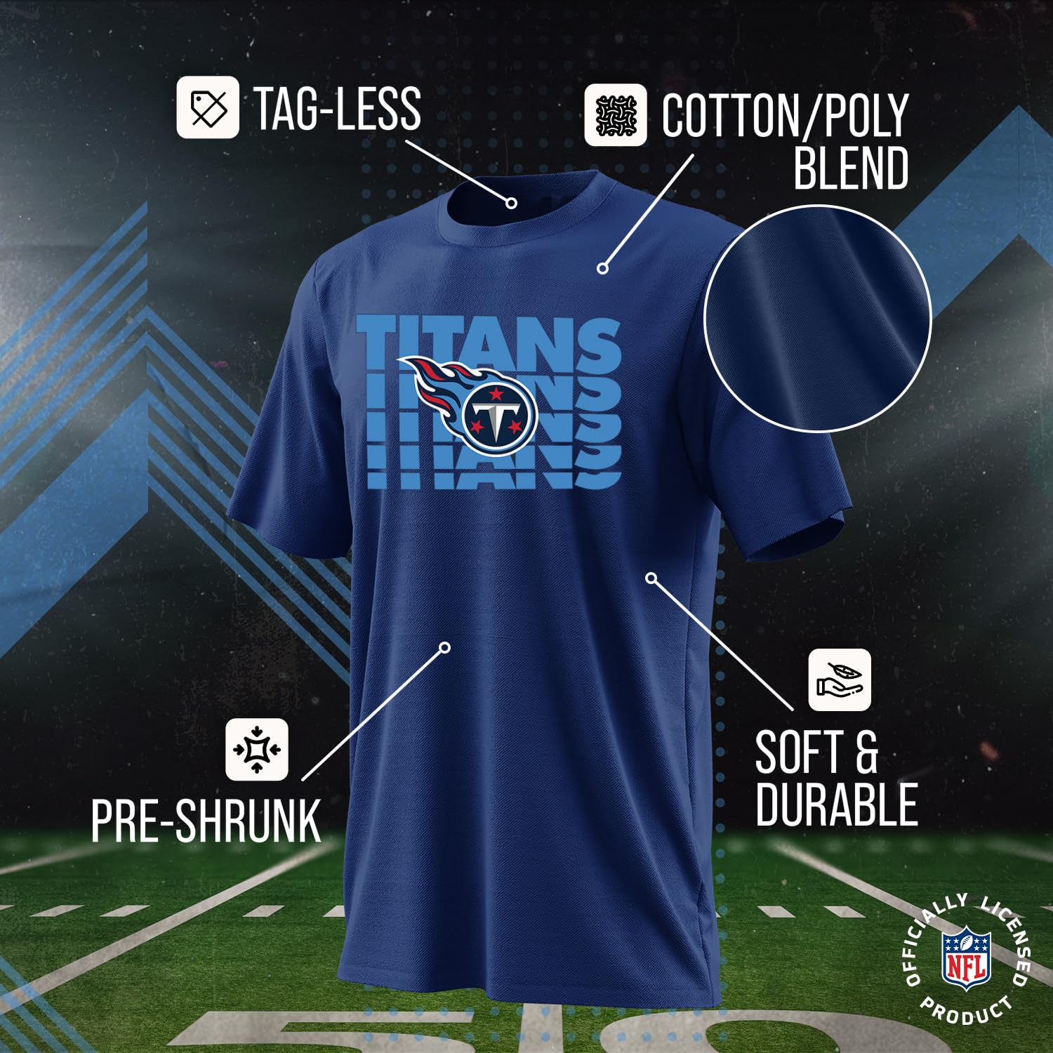 Team Fan Apparel NFL Youth Repeating Logo Fußball-T-Shirt, Unisex, ohne Etikett, bequem, Kinder, Jungen, Mädchen, leicht, weich