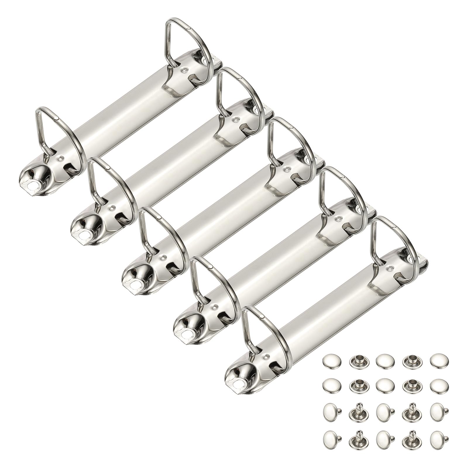 PATIKIL B7 2 Hole Ring Binder Mechanisms, 5 Set 0.98" D Ring Replacement Binder Planner Loose Leaf Binding Spines for Organizers DIY Fill Paper Storage Folder Accessories, 20mm Silver Tone