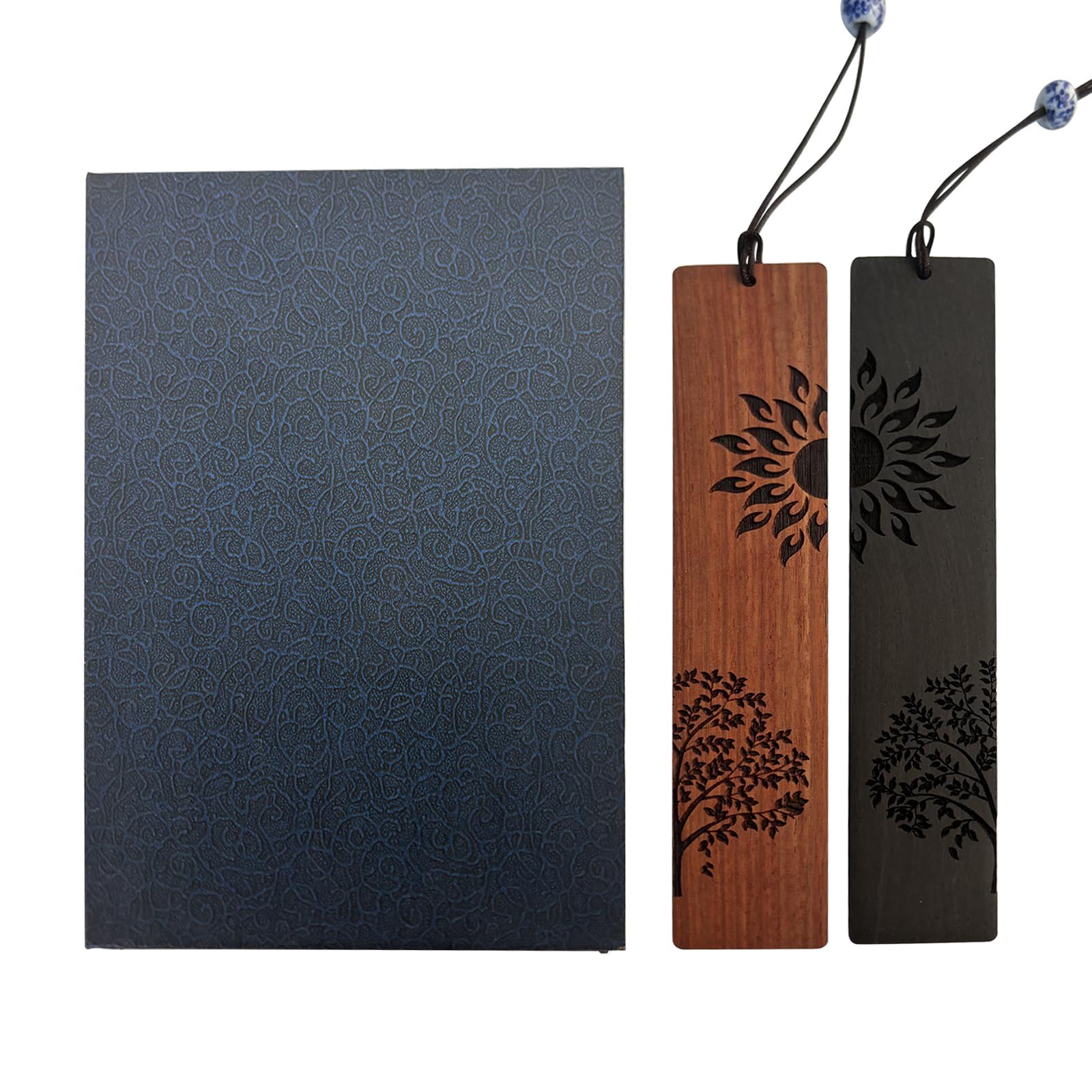 AIYONG 2 Marcapáginas de Madera, Marcador de Libro de Tallado Hueco Natural con Caja de Regalo, Marcador Chino Vintage Clásico Personalizado para Profesores, Estudiantes Hombres y Mujeres