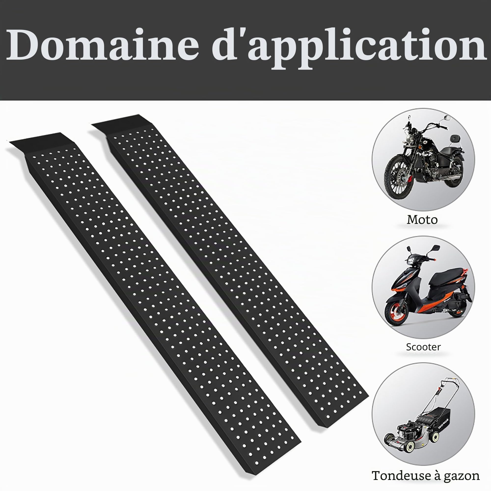 FIVMEN Lot de 2 rampes de chargement pour voiture, charge maximale 400 kg, en acier galvanisé, pour moto, ATV, remorque, voiture, noir