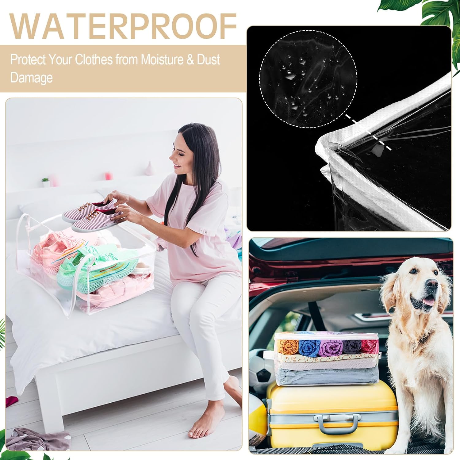 Windyun 16 Pcs Clear Vinyl Zippered Storage Bags with Handle Plastic Blankets Storage Bags for Sweater Clothes Bed Sheet Organizer for Closet Linen Bed Sheet Bedding Toys Clothing