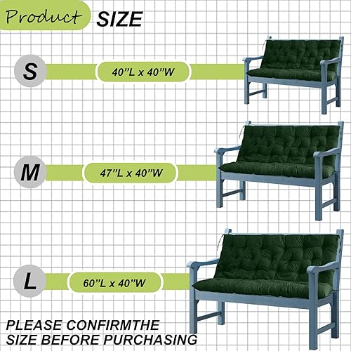 Miniatura 6 de Cojín de repuesto para columpios, cojín impermeable para columpio de porche, cojín de asiento de repuesto para 2-3 asientos con respaldo y lazos
