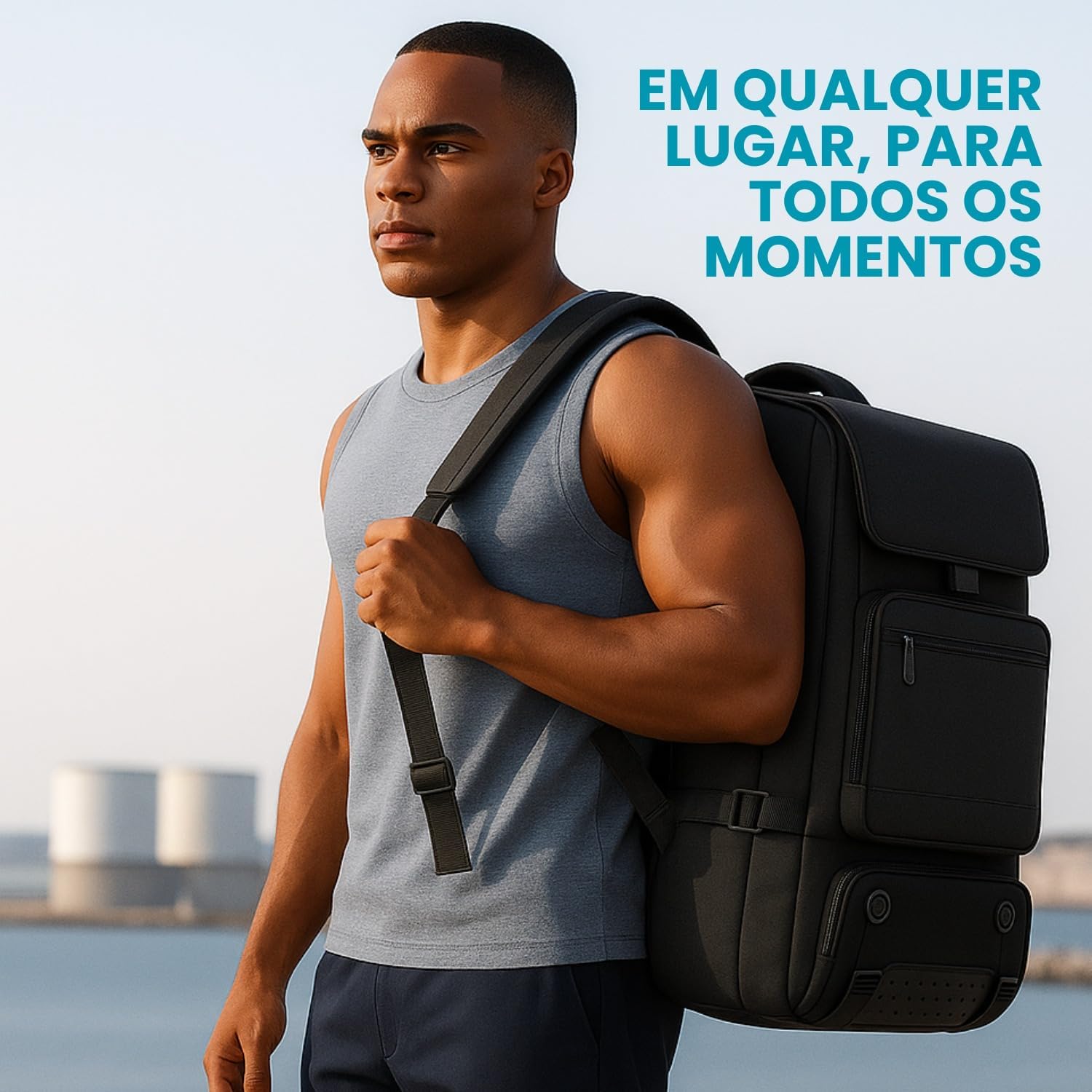 Mochila Masculina Grande Reforçada para Notebook e Laptop – Impermeável, Executiva, Trabalho, Viagem, Mala de Mão, Escolar, Casual, Portátil, Resistente, Organizada e Unissex