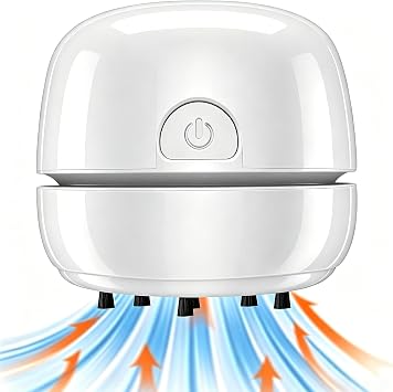 YUNYILAN Desktop Vacuum Cleaner USB Recharging, Portable Mini Vacuum Cleaner for Cleaning Eraser Crumbs, Dust, Crumbs, Computer Keyboard and Car White