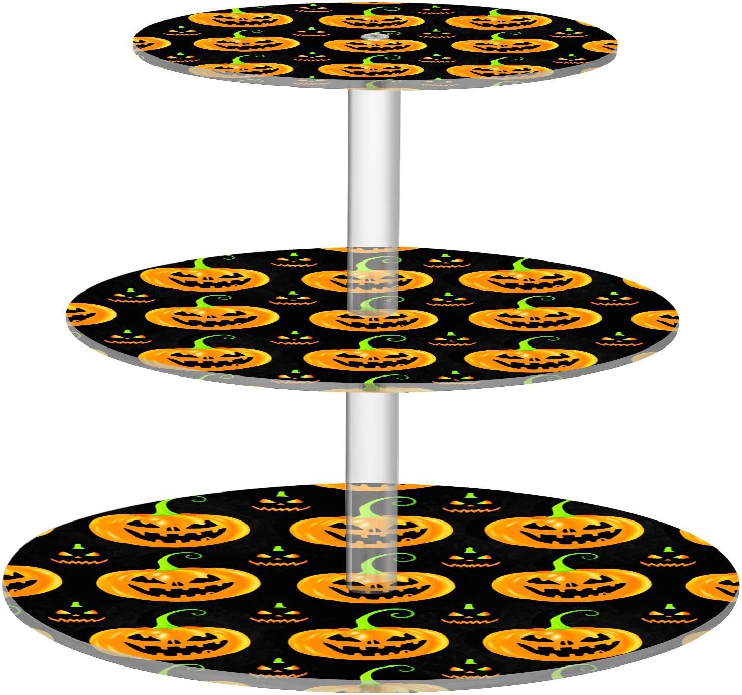Pumpkin Demon Halloween 3 Tier Acrylic Cupcake Stand, Cupcake Stand for 34 Cupcakes for Weddings,Christmas,Holidays,Parties,Birthday,Printed Cupcake Tower 23302005