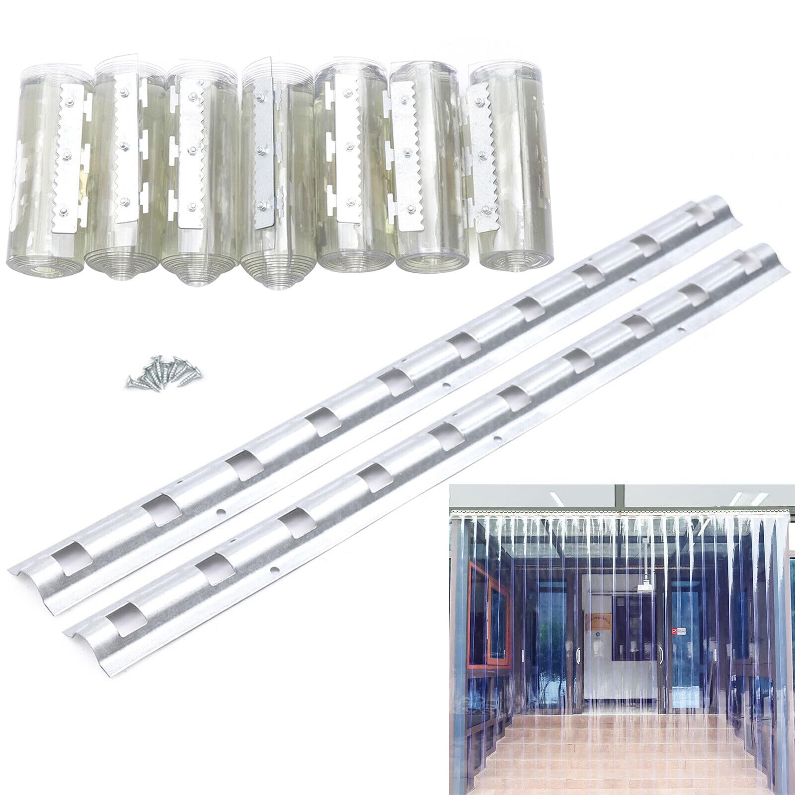 Rideau à Lamelles en PVC Transparent - Rideau de Porte pour Entrepôts, Usines, Supermarchés