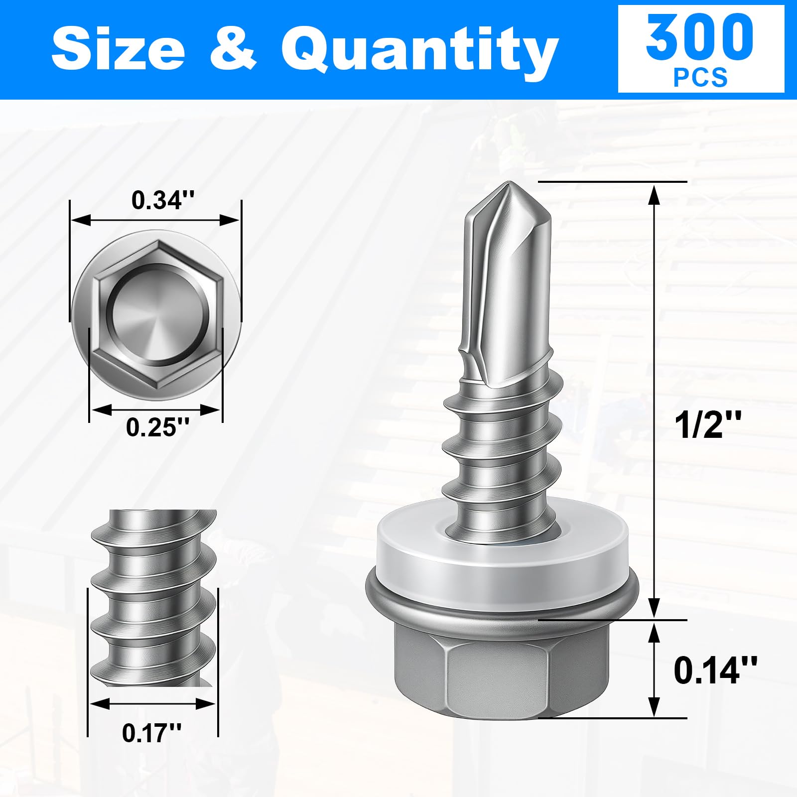 300 Self Tapping Screws #8x1/2 - Rust Resistant -2